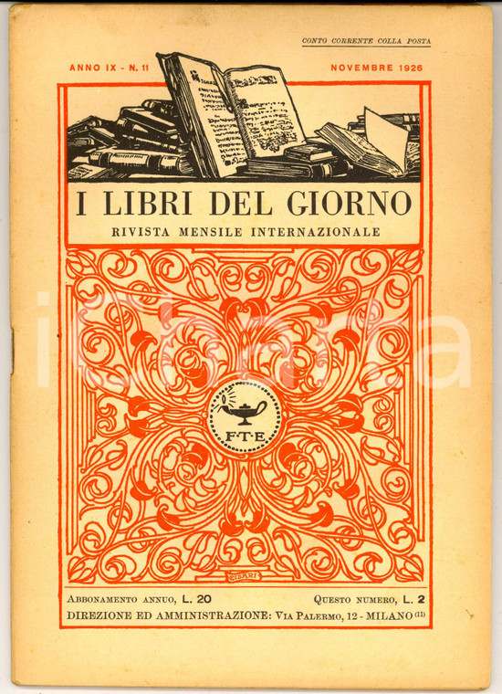 1926 I LIBRI DEL GIORNO Eredità Eleonora Duse - La Cina insanguinata - Rivista