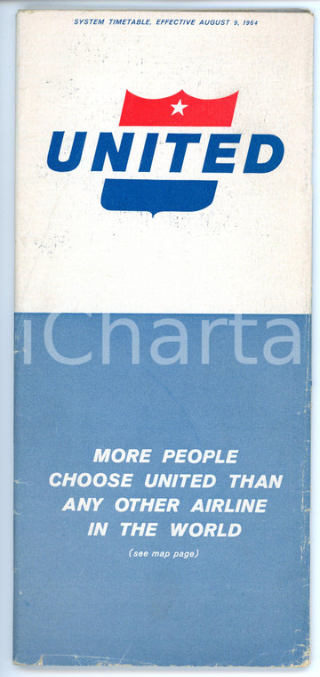 1964 UNITED AIRLINES Timetable - USA flight schedule - Pieghevole 10x23 cm