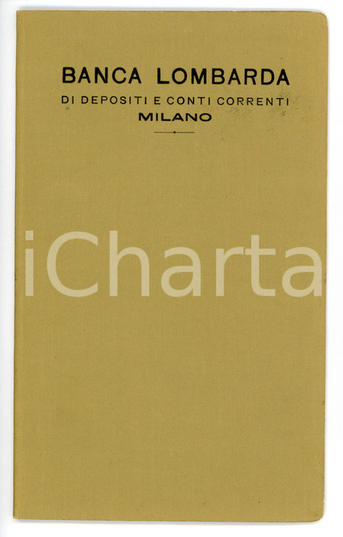 1945 MILANO - BANCA LOMBARDA Libretto di risparimio al portatore - Anno 1945-46