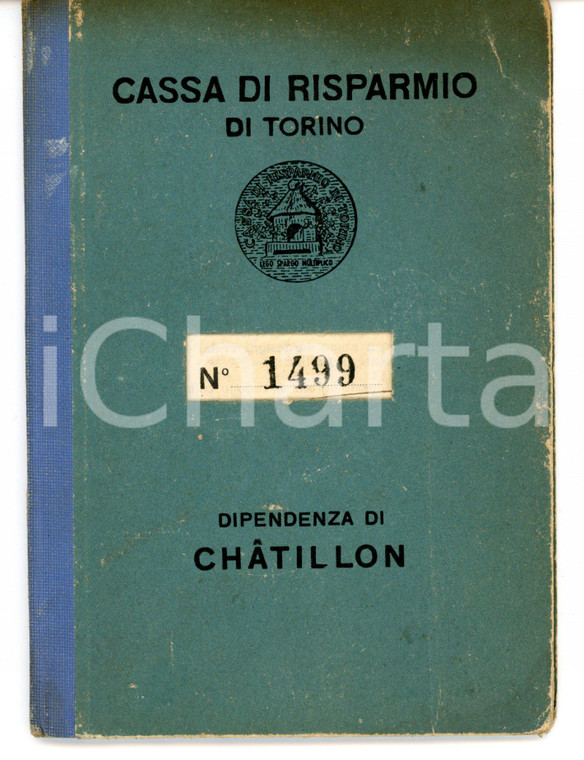 1956 CHATILLON - CASSA RISPARMIO DI TORINO Libretto di risparmio *Anno 1956-59