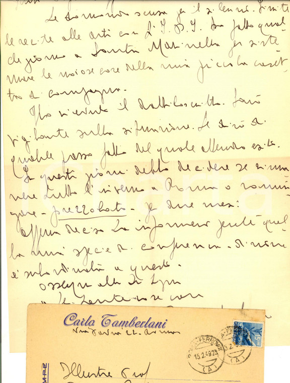 1949 ROMA Lettera Carlo TAMBERLANI su dattiloscritto pièce teatrale - Autografo