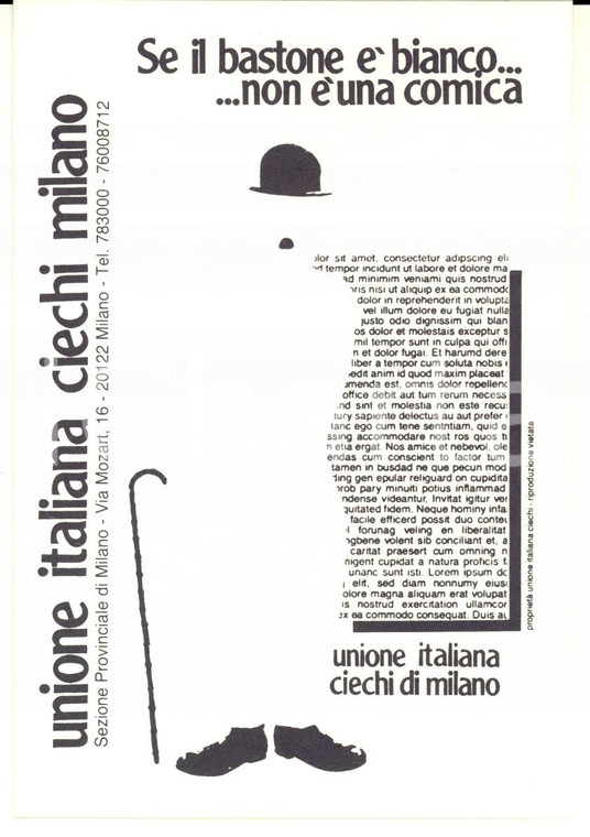 1992 MILANO Unione Italiana Ciechi - Biglietto con alfabeto in BRAILLE