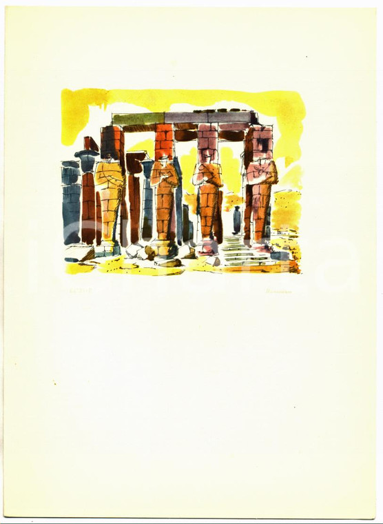 1956 ADRIATICA DI NAVIGAZIONE Menù M/n ESPERIA - Illustrazione Ramesseum LUXOR