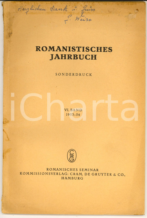 1953 Georg WEISE Das religiose und kirchliche Element - Invio AUTOGRAFO