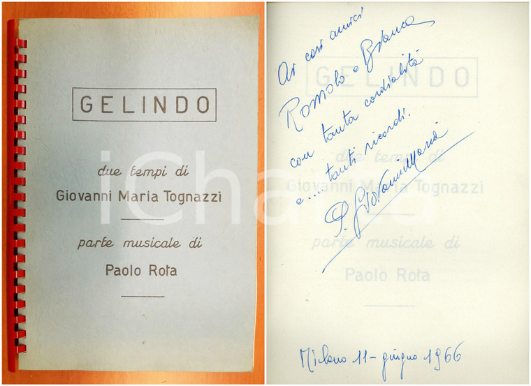 1966 Giovanni Maria TOGNAZZI Paolo ROTA Gelindo *Copione teatrale con AUTOGRAFO