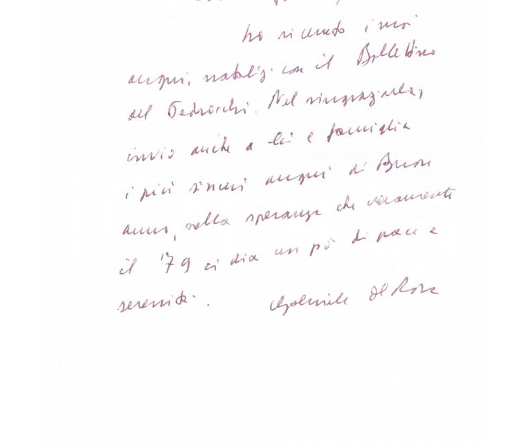 1979 ROMA Lettera di Gabriele DE ROSA a un collega per auguri - Autografo