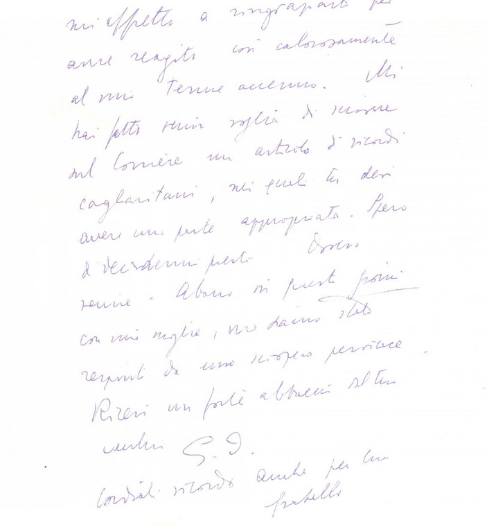 1971 FIRENZE Giacomo DEVOTO ringrazia collega per recensione - Autografo