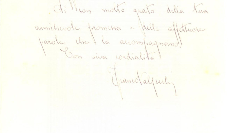 1963 Università di ROMA Lettera Franco VALSECCHI per ringraziamento - Autografo