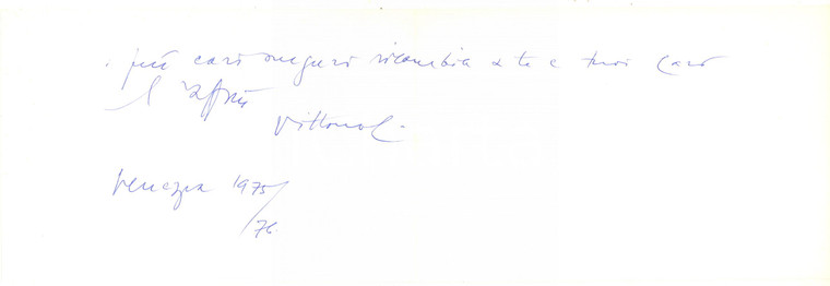 1975 VENEZIA Biglietto conte Vittorio CINI per auguri - Autografo