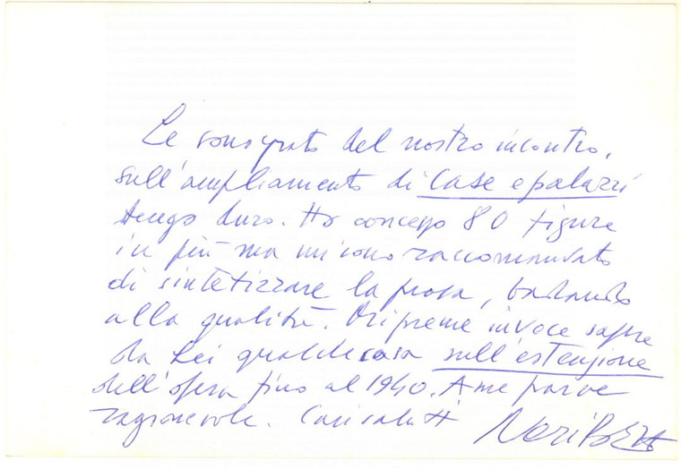 1976 VICENZA Lettera Neri POZZA per ampliamento di un libro - Autografo