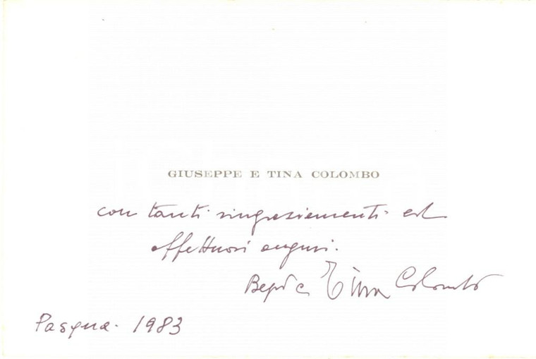 1983 PADOVA Giuseppe "Bepi" COLOMBO - Biglietto da visita AUTOGRAFO