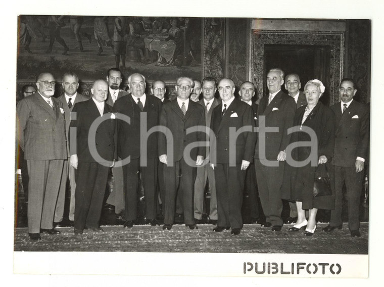 1955 ROMA Giovanni GRONCHI con presidente Federazione Maestri del Lavoro *Foto