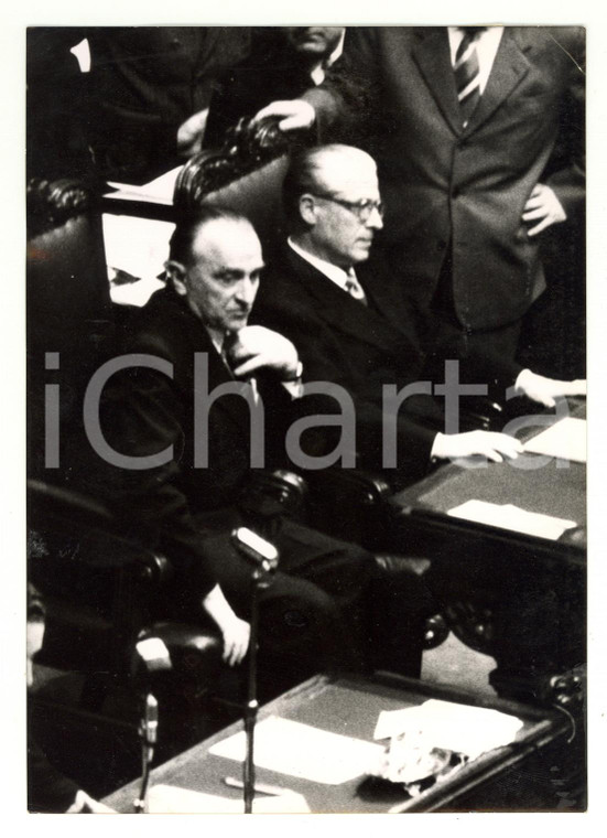 1955 ROMA Giovanni GRONCHI con Cesare MERZAGORA al tavolo della presidenza *Foto