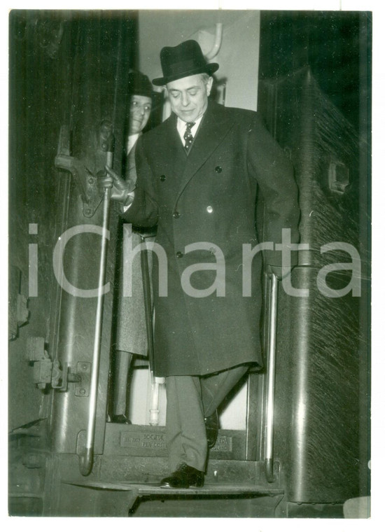 1957 ROMA Arrivo in treno del ministro Gaetano MARTINO - Foto 13x18 cm