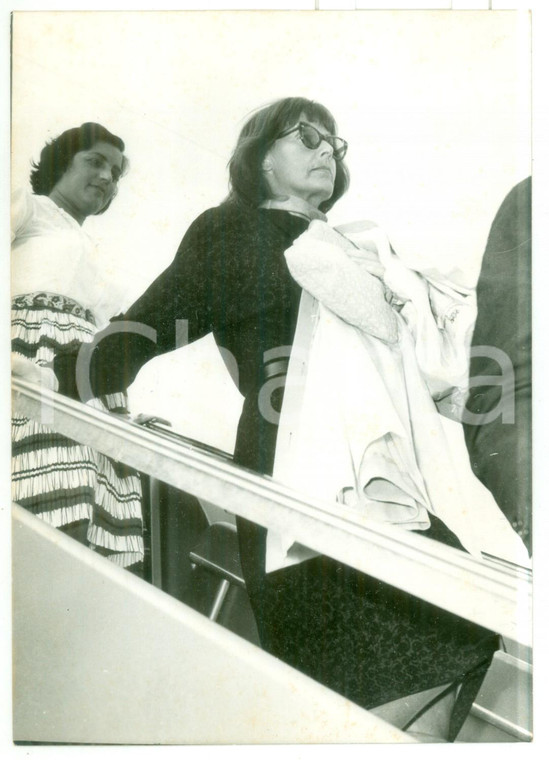 1958 ROMA Attrice Greta GARBO all'arrivo in aeroporto *Foto 13x18 cm