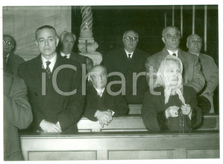 1957 ROMA Gaetano MARTINO alla messa in suffragio di Alcide DE GASPERI *Foto