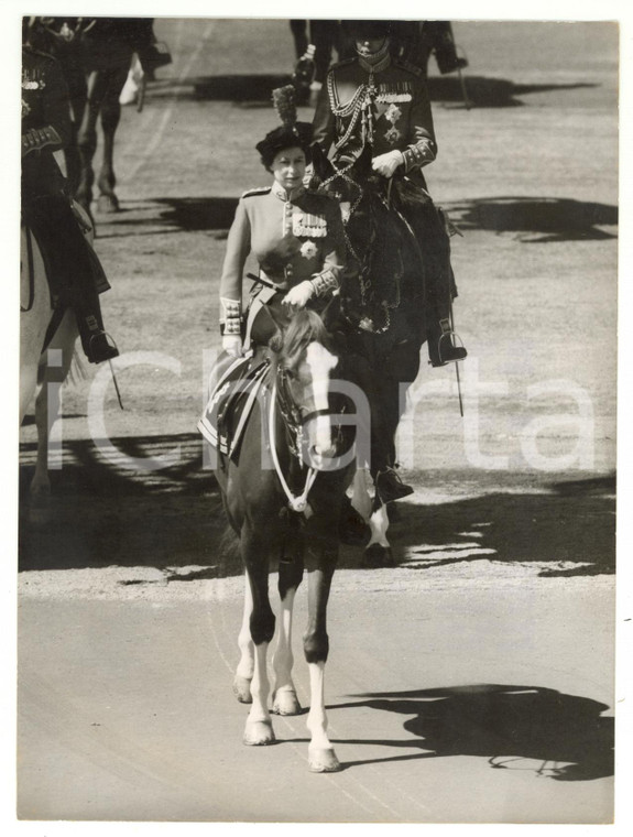 1959 LONDON Horse Guards Parade - ELIZABETH II riding IMP *Photo 15x20