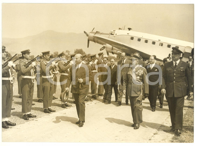 1955 ca AEROPORTO PALERMO-BOCCADIFALCO Arrivo di Mario SCELBA *Foto 18x13