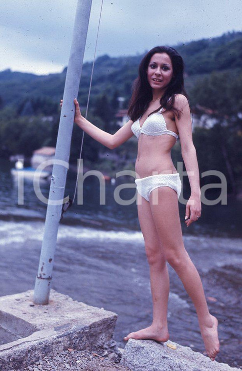 6X9cm NEGATIVO ORIGINALE * 1970ca ITALIA laghi MODELLA IN COSTUME DA BAGNO (5)