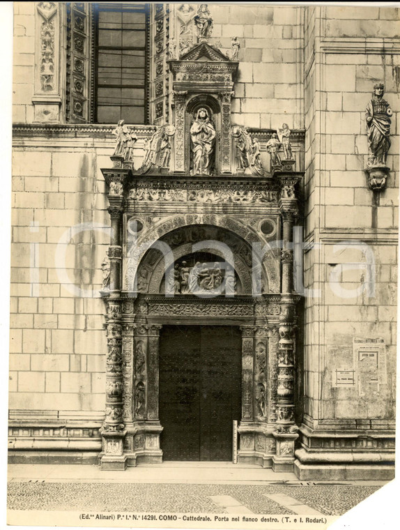 1935 ca COMO Cattedrale - Porta nel fianco destro *Foto artistica ALINARI 19x24