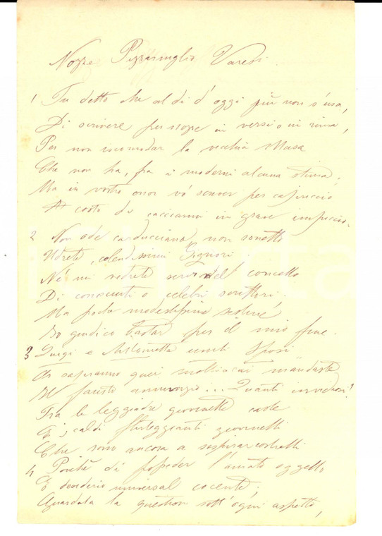 1898 LODI Nozze Luigi PIZZAMIGLIO - Antonietta VARESI *Poemetto ZANELLI 