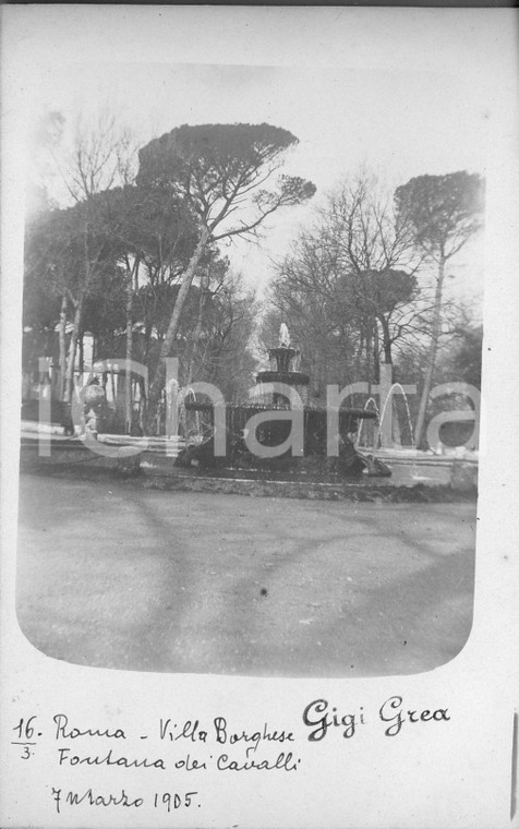 1905 ROMA VILLA BORGHESE Fontana dei cavalli * Fotocartolina