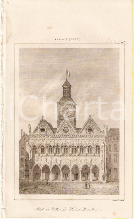 1840 SAINT QUENTIN (FRANCE) Hotel de la Ville - L'Univers *Stampa inc. LEMAITRE