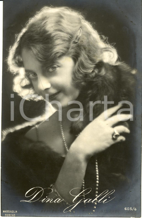 1930 ca Attrice DINA GALLI *Cartolina foto MASSAGLIA FP NV