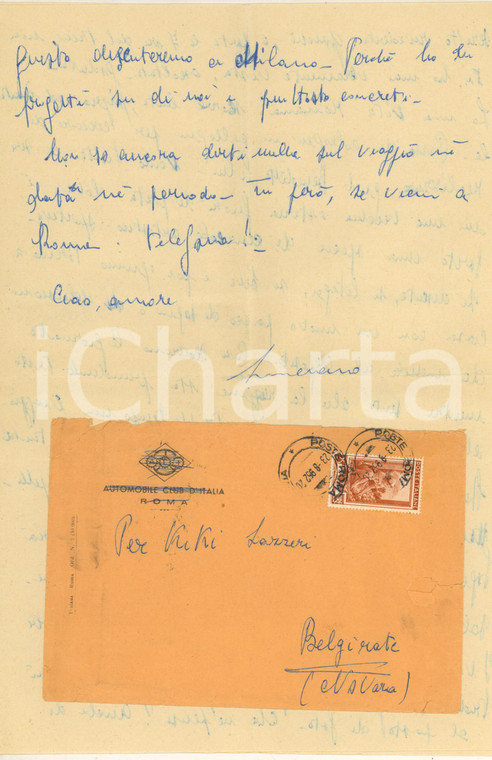 1952 ROMA Notti romane di Luciano PALOMBA  - Autografo