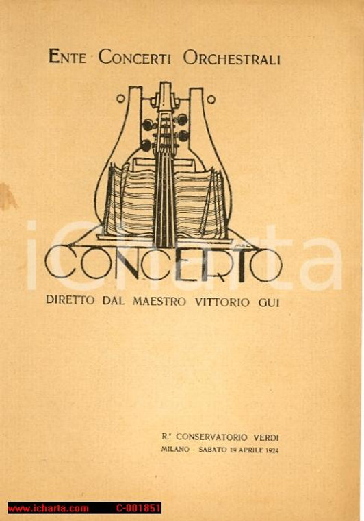 1924 MILANO Conservatorio VERDI maestro Vittorio GUI Ente Concerti Orchestrali