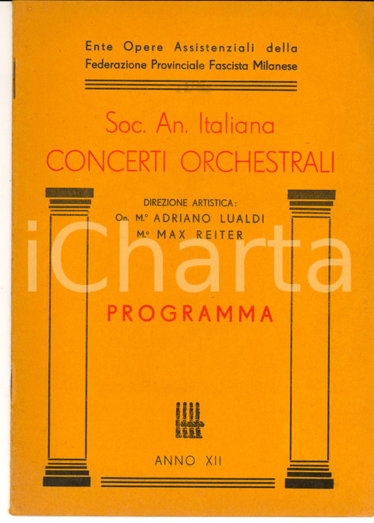 1934 MILANO Concerto diretto da Max REITER con Ginevra VIVANTE e Alfredo CASELLA