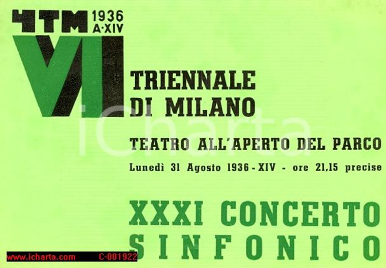 1936 MILANO Triennale Maestro Antonino VOTTO XXXI Concerto Sinfonico *Programma