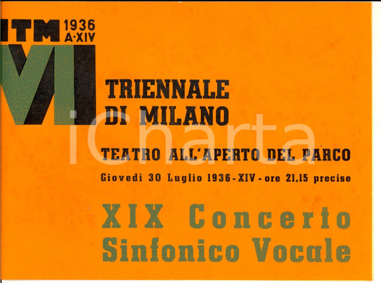 1936 MILANO Maestro Arturo SIGISMONDO XIX Concerto sinfonico vocale *Programma 