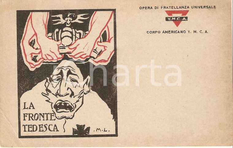1920 ca YMCA MILITARIA La fronte tedesca - Cartolina FP NV RARA