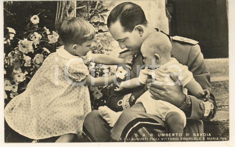 1938 RITRATTI CASA SAVOIA Principe UMBERTO con i figli - Cartolina
