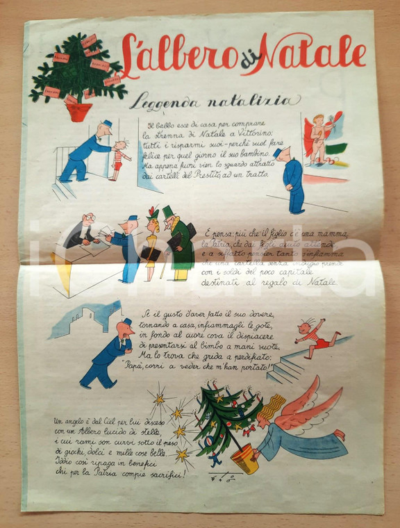 1946 RICOSTRUZIONE Propaganda titoli DEBITO PUBBLICO - L'albero di Natale