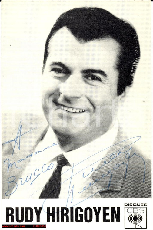 1970 ca RUDY HIRIGOYEN Foto seriale Dischi CBS con AUTOGRAFO