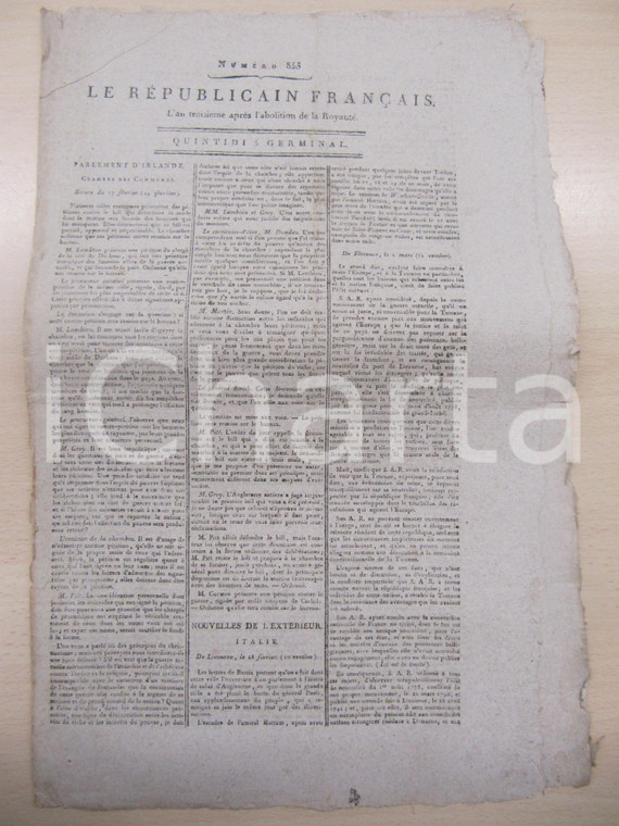1795 LE REPUBLICAIN FRANCAIS Gazette REVOLUTION N° 850 Neutralità TOSCANA