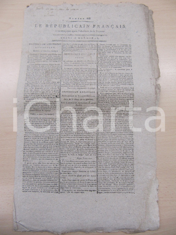 1795 LE REPUBLICAIN FRANCAIS Gazette REVOLUTION N° 868 Manovre contro la Francia