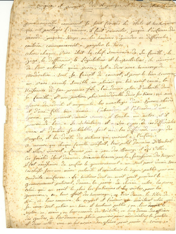 1840 ca Charles ROLLIN Histoire ancienne *Estratto manoscritto
