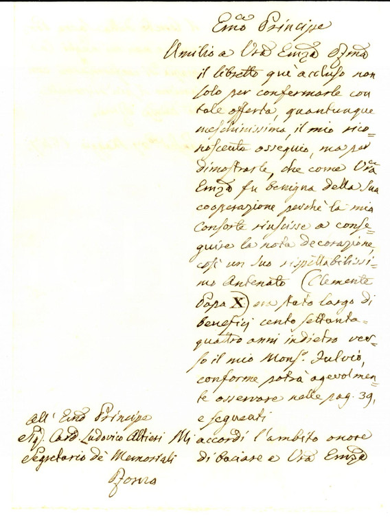 1847 SANSEVERINO MARCHE Conte Severino SERVANZI COLLIO a card. Lodovico ALTIERI