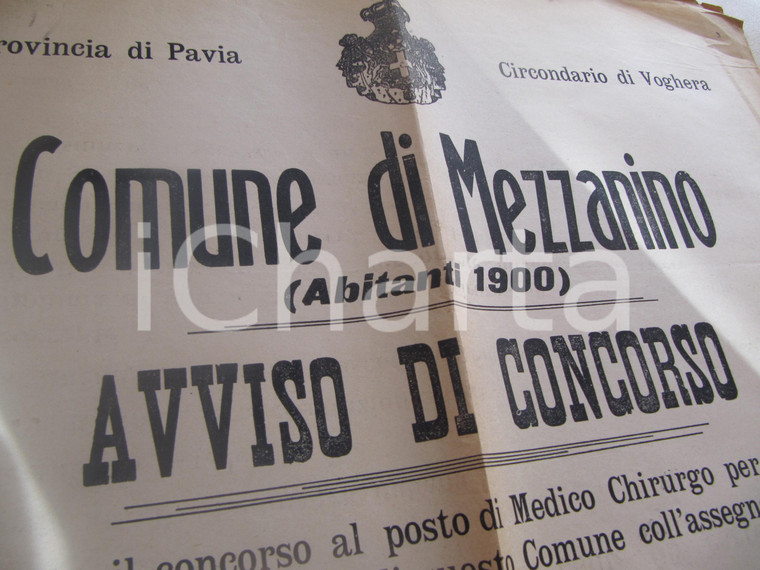 1914 MEZZANINO (PV) Concorso per medico chirurgo MANIFESTO
