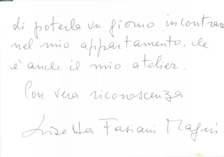 1990 MILANO Lisetta FASIANI MAGNI invia scritti in visione *Biglietto AUTOGRAFO