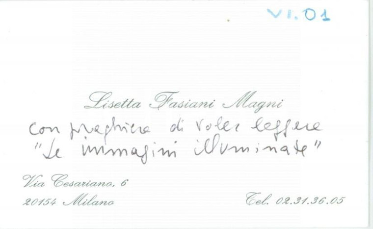 1993 MILANO Lis FASIANI MAGNI invia Le immagini illuminate *Biglietto AUTOGRAFO