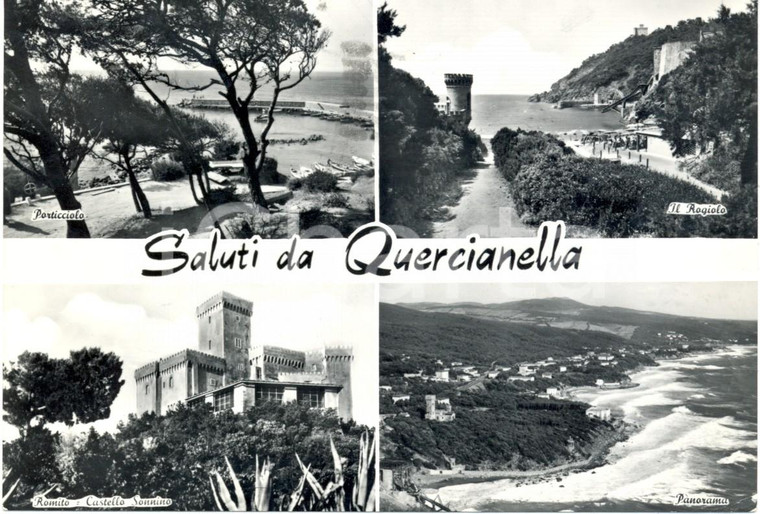 1964 LIVORNO Vedutine QUERCIANELLA Castello SONNINO Porticciolo *Cartolina FG VG