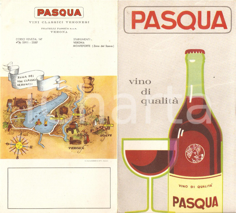 1960 ca VERONA Fratelli PASQUA Vini di qualità *Pieghevole ILLUSTRATO