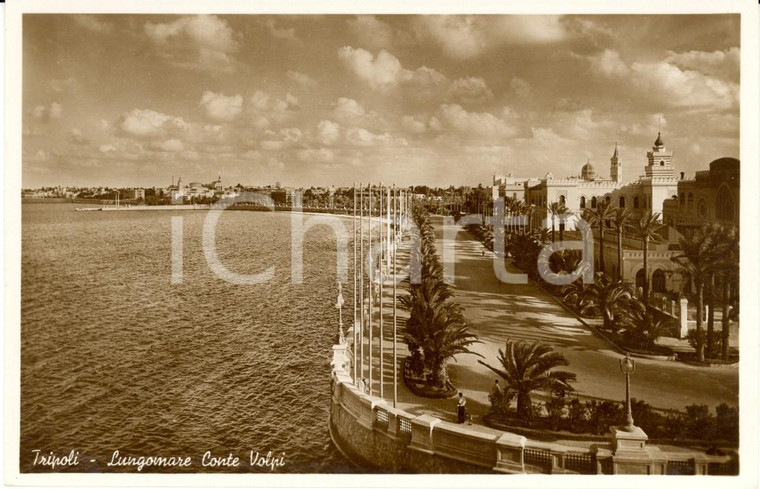 1930 ca TRIPOLI (LIBIA) Veduta del lungomare conte Giuseppe VOLPI *Cartolina FP
