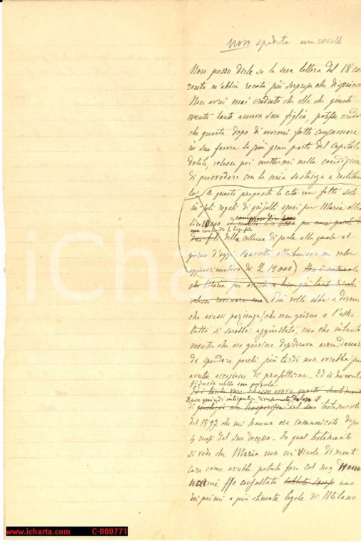 1900 Lettera mai spedita conte Santorre di SANTAROSA