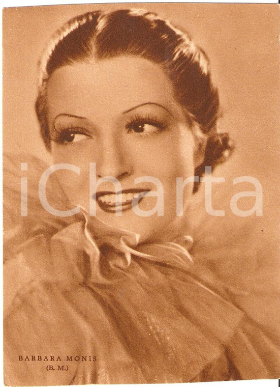1935 ca CINEMA Attrice Barbara MONIS Ritratto *Cartolina DANNEGGIATA FG NV