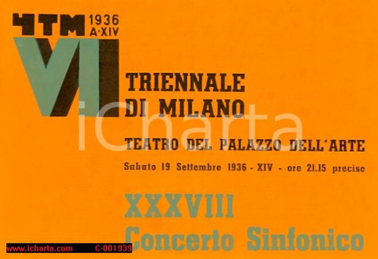 1936 MILANO Maestro Antonino VOTTO XXXVII Concerto Sinfonico Vocale *Programma